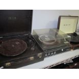 Three Record Players, a vintage Decca Player, serial number 6703, a Philips Player, model number