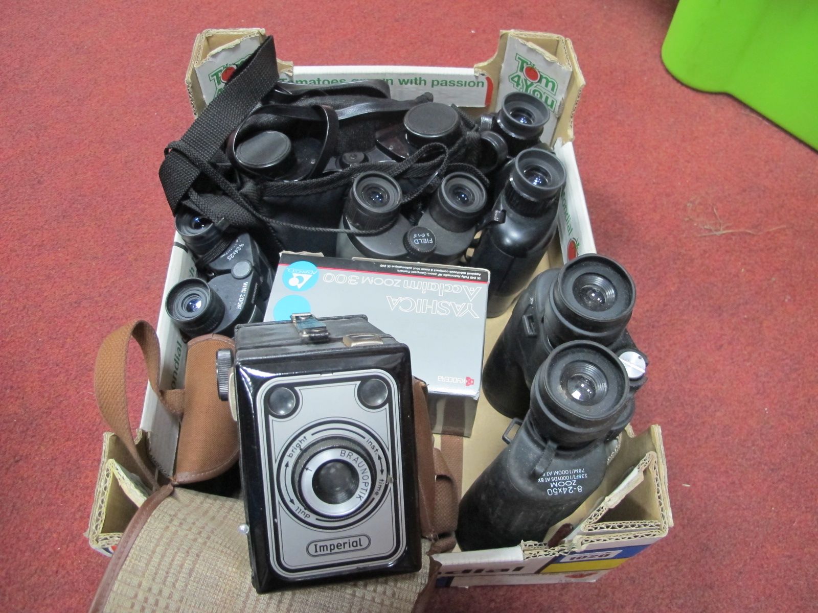 Helina and Other Binoculars, Yashica and Imperial cameras.