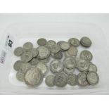 Pre-1947 GB Silver Coins; Half Crowns, Shillings, Sixpences, etc. Total weight 175g.