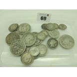 A Collection of Pre 1920 G.B Silver Coins, including a 1836, 1885 and 1883 Half Crown, etc, total