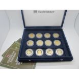 Westminster Honouring The British Army Commemorative Collection, twelve coins in total. Cased with
