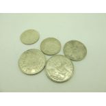 A Collection of GB Silver Coins, includes an 1887 Double Florin, 1915 Half Crown, 1917 Half Crown,