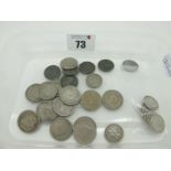 A Mixed Lot of USA Coins, includes eight Silver Dimes, five Cents, one Cent etc.