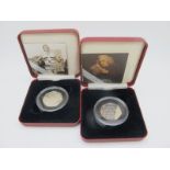 A Set of Two Silver Proof Royal Mint 50p's, includes of 2004 50th Anniversary of the four minute