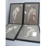 Cricket - Chevallier Taylor, Chromolithograph prints of 'W.G Grace'. G. McGregor 'Arnold' 'Laver',