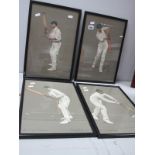 Cricket - Chevallier Tayler, Chromolithograph Prints of 'Lord Hawke', 'McLeod', 'Meldrum' and '