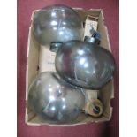 Three Clear Glass Bulbous Ceiling Lights.