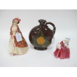 A Doulton Jovial Monk Flagon for Dewars Whisky, Paisley shawl figurine (cracked) and Lavina.