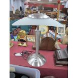 A Stainless Steel Table Lamp, with ovoid frosted glass shade on circular base, 44cm high, (