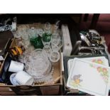 Old Hall Stainless Steel Ware, candlesticks, cutlery, table mats, glassware, linens, etc:- Three