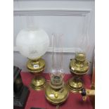 Three Brass Oil Lamps.