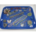 Assorted Polished Hardstone and Other Costume Jewellery, including fresh water pearls, panel
