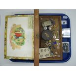 Vintage Cufflinks and Dress Studs, 'Committee' enamel badge, a plated vesta case (hinge broken),