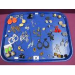 A Selection of Ornate Earrings, including diamanté, knot style, openwork drops, etc :- One Tray