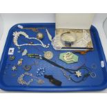 Victorian and Later Costume Jewellery, including oval swivel locket brooch, with glazed front and