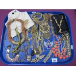 A Selection of Ornate Gilt Coloured Costume Jewellery, including floral style necklaces, novelty owl
