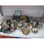 Assorted Plated Ware, including Russian style figure group of boy and girl on a sled (damages) on