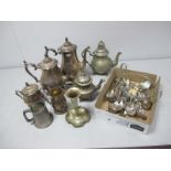 Assorted Plated Ware, including Middle Eastern tea pots, together with E.P on copper tea/coffee