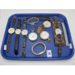 Wristwatches, including Lucerne vintage gent's wristwatch on wide leather embellished strap, a