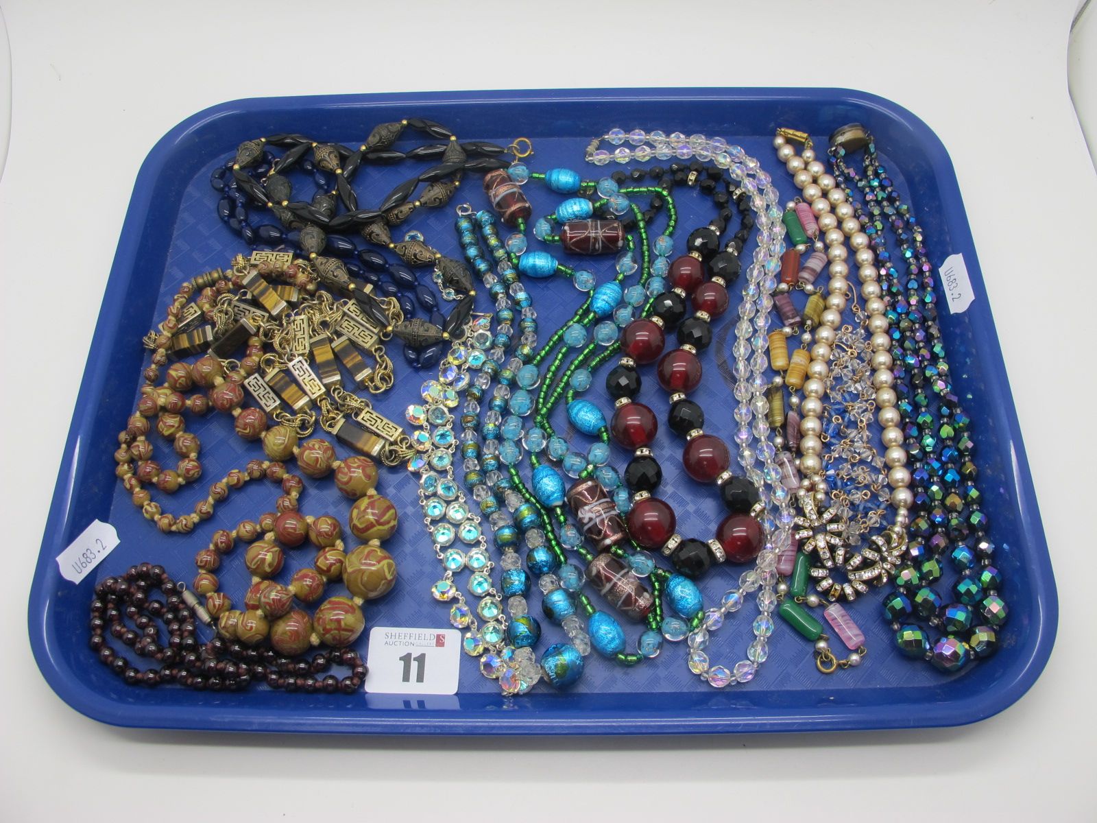 Vintage and Later Assorted Bead Necklaces, including glass foil beads, imitation pearls etc :- One
