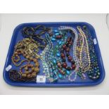 Vintage and Later Assorted Bead Necklaces, including glass foil beads, imitation pearls etc :- One