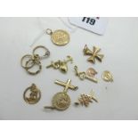 9ct Gold and Other St. Christopher Pendants, charm pendants etc.