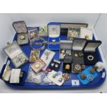 Assorted Costume Jewellery, including Delft filigree panel bracelet, ceramic posy brooches,