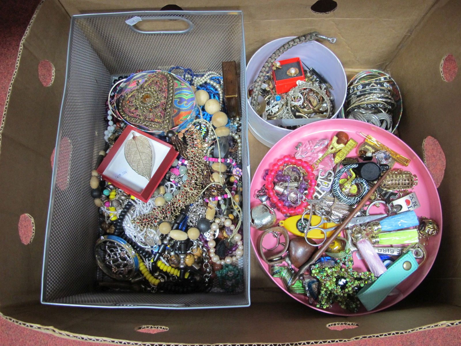 A Mixed Lot of Assorted Costume Jewellery, including bead necklaces, keyrings, bangles, earrings,