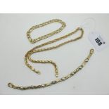 A 9ct Gold Fancy Link Chain, 40.5cm long; Together with A 9ct Gold Fancy Link Two Colour Bracelet;