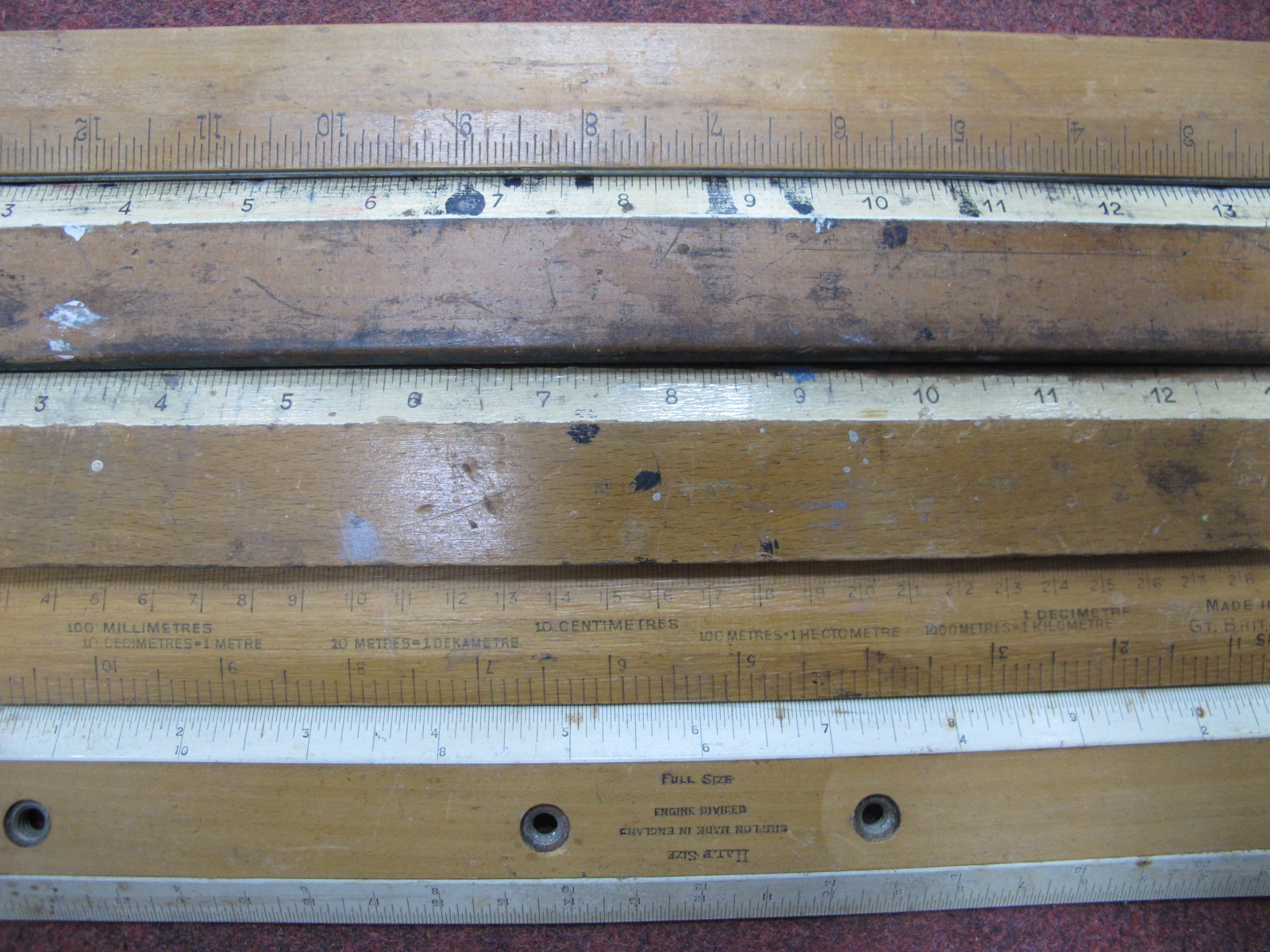 An Early XX Century Rabone Chesterman Leather Cased Tape Measure, rulers, technical drawing sets, - Image 3 of 3