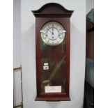 Fox and Simpson Wall Clock, display case 35.5cm wide.(2)