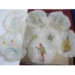 Late XIX Century Silk and Lace Dollies, with hand painted children, dressed as a daffodil and a