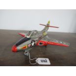 'K' of Japan Tin Plate Grumman F9 Cougar Navy Plane, 30cm long.