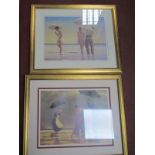 Two Vettriano Prints, two L.S. Lowry, Julian Barrow of Guards 30 x 50cm (5)