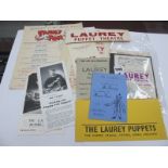 Puppet Ephemera, 1950's, flyer posters.