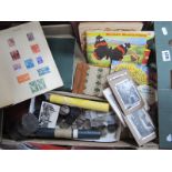 Early XX Century Postcards, stamp albums, Brooke Bond albums, slides, etc:- One Box.