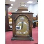 A Mid XX Century Mantel Clock, by St James London, silver chapter ring with Roman numerals, gilt