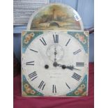 A XIX Century Longcase Clock, white dial, by R.H. Bryan of Retford, featuring castle scene.