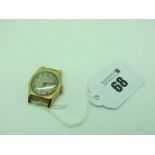 Rolco; A 9ct Gold Cased Wristwatch Head, (no strap) the signed dial with black Arabic numerals,