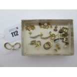 Assorted Earrings, including "585", "375", 9ct gold diamond set, etc (including odd earrings).