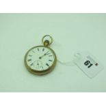 A 9ct Gold Cased Openface Pocketwatch, the white dial with black Roman numerals and seconds