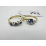A 9ct Gold Diamond Set Five Stone Ring, collet rubover set (finger size N); Together with A 9ct Gold