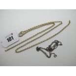 A 9ct Gold Belcher Link Chain, (broken); together with a fine chain.