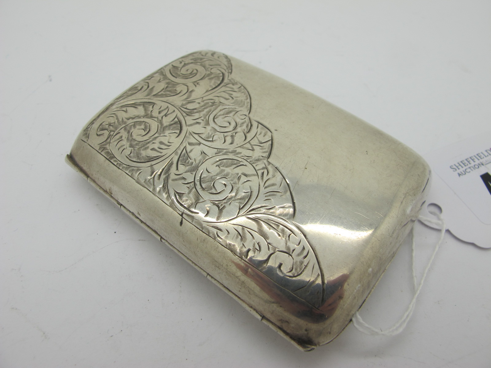 A Hallmarked Silver Cigarette Case, part leaf scroll engraved (dented); Together with A Cheroot - Image 3 of 6