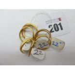 Eight 22ct Gold Wedding Bands. (8)