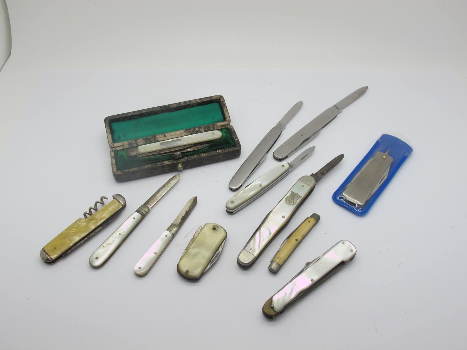 A Hallmarked Silver and Mother of Pearl Folding Pocket Knife, in original fitted case; together with