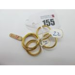 Three 22ct Gold Wedding Bands, together with three others. (6)