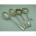 A Pair of Hallmarked Silver Soup Spoons, CEJ, Sheffield 1925, initialled; Together with A Pair of