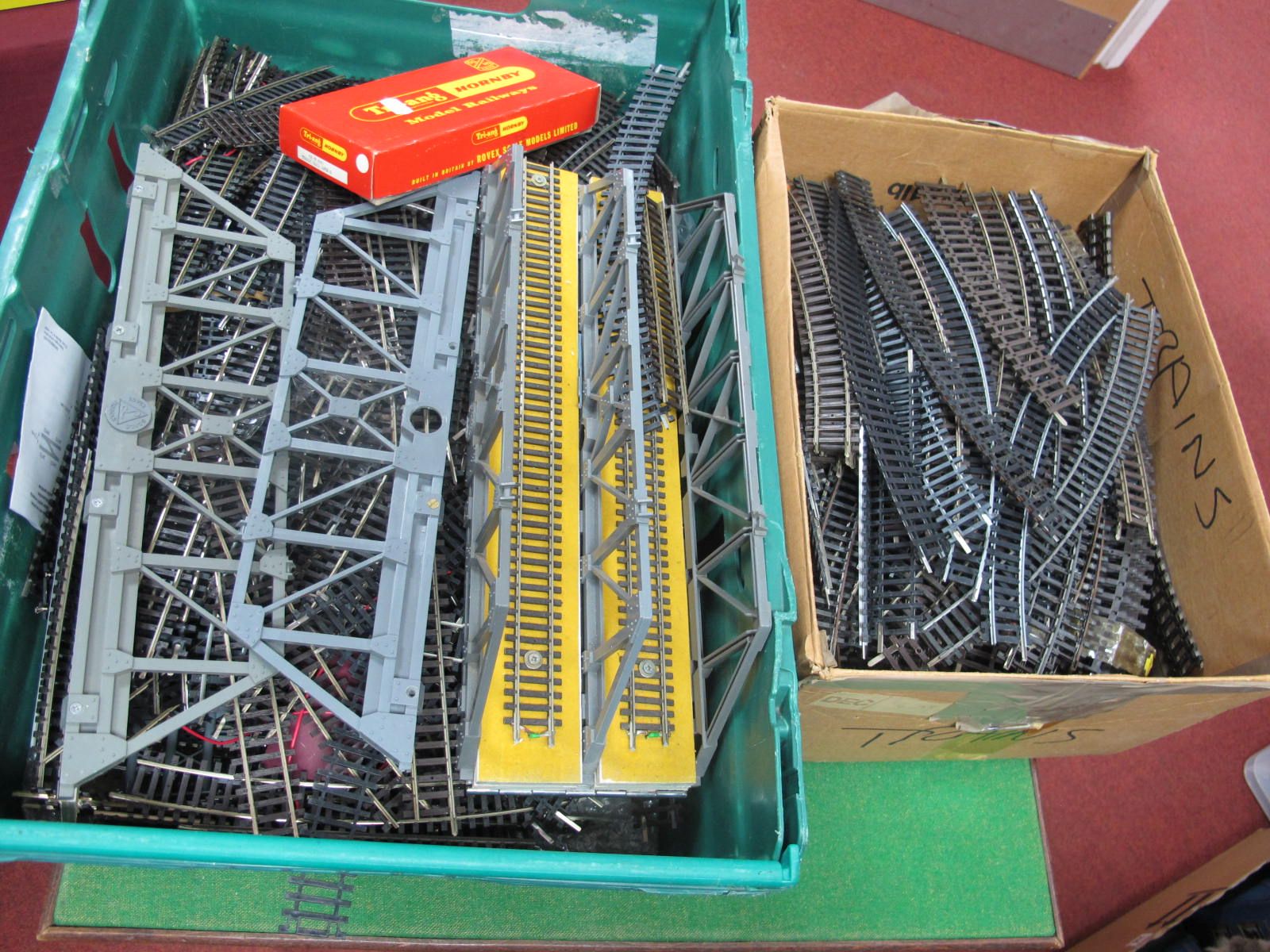 A Fair Quantity (Two Boxes) of Loose 'OO' Gauge/4mm Track, by various makers - full and half