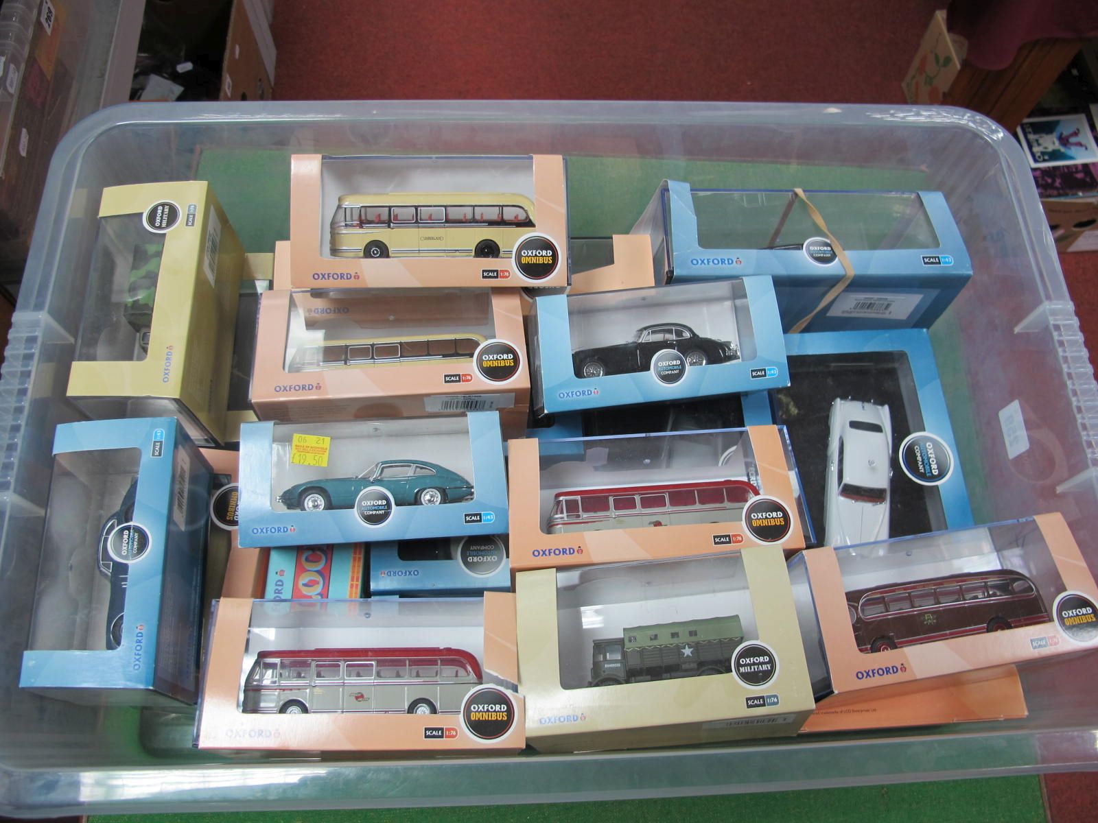 Twenty One Items of Cased 1/76 and 1/43 Vehicles, passenger cars, buses, military items, (all good